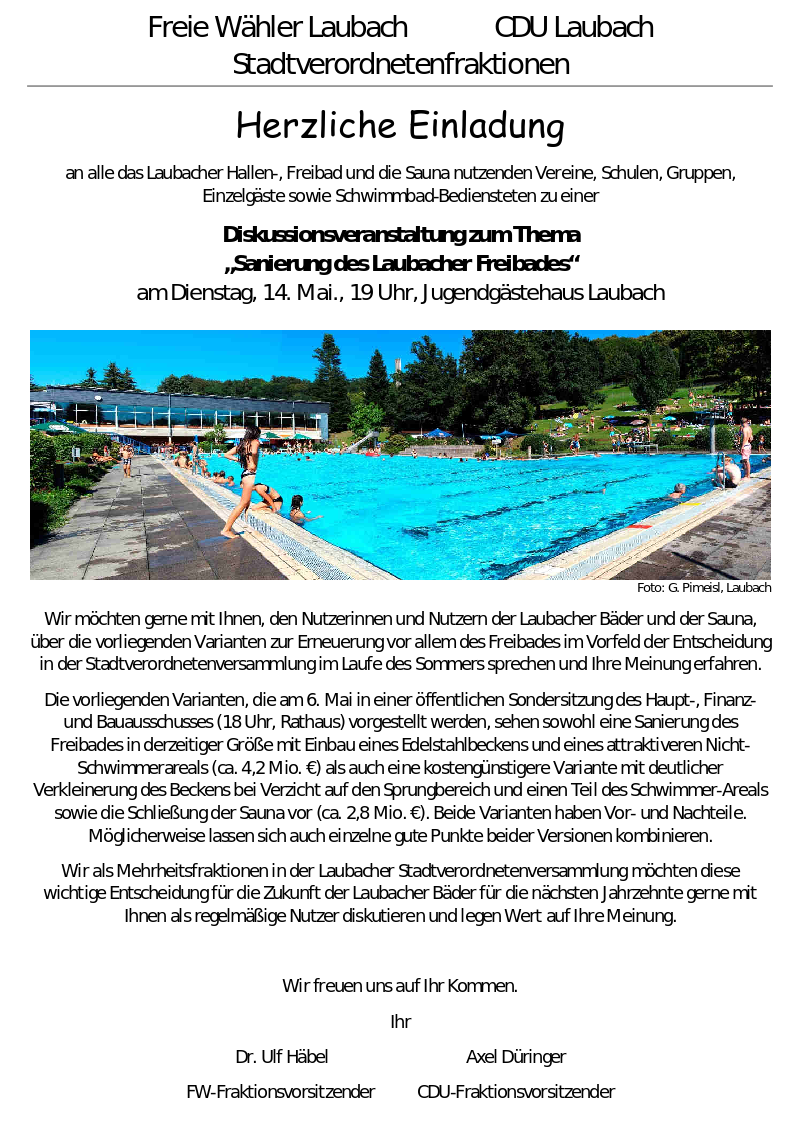 Diskussionsveranstaltung Schwimmbad FWCDU 14052019
