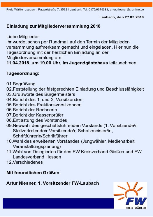 Mitgliederversammlung18 Tagesordnung
